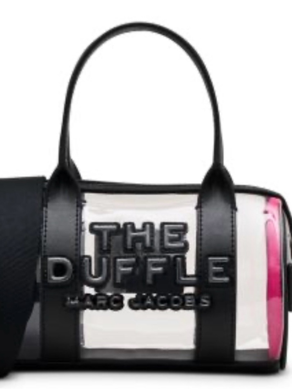 Marc Jacobs Clear Duffle Crossbody with Black Trim and Pink Accent